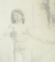 Jelzés nélkül, feltehetően 1910-30 körül: Festő és aktmodell. Szén, üveg. Dekoratív, üvegezett faker...