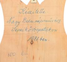 Sulykoló. Festett esztergált fal, jelzett, m: 36 cm