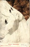 1906 Jungfraubahn, Eismeer, Gletscherpartie / glacier, mountain climber, winter sport (worn corners)