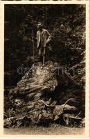 1935 Bad Ischl, Kaiser Franz Josef I. Jagdstandbild / monument, statue of Franz Joseph I of Austria in hunting outfit