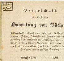 1839 Könyvek, többek között magyar és lengyel történelmi témájú könyvek árverési katalógusa! Korai b...