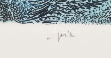 Gross Arnold (1929-2015): Visegrádi házak. Rézkarc, papír. Jelzett. 21x31 cm