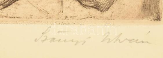 Szőnyi István (1894-1960): Alakok. Rézkarc, papír, jelzett, lapszéli apró szakadással, 30×39 cm