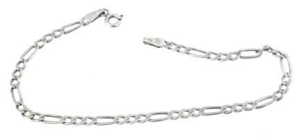 Ezüst(Ag) figaro karkötő, jelzett, h: 18,5 cm, nettó: 2,4 g