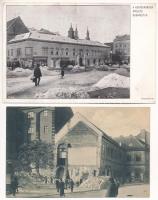 Budapest V. A Kegyes-tanítórendi piarista gimnázium, belsők - 4 db használatlan régi képeslap vegyes minőségben / 4 pre-1945 unused postcards