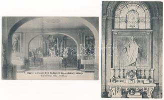 Budapest V. A Kegyes-tanítórendi piarista gimnázium, belsők - 4 db használatlan régi képeslap vegyes...