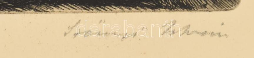 Szőnyi István (1894-1960): Őszi borulat. Rézkarc, papír, jelzett, 15×22 cm