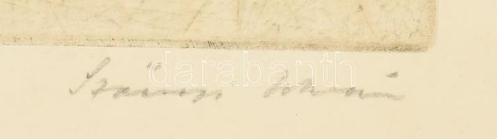 Szőnyi István (1894-1960): Kaszafenők. Rézkarc, papír, jelzett, 19×26 cm