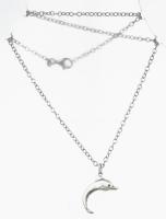 Ezüst(Ag) kerek anker szemes nyaklánc, jelzett, h: 46 cm, delfin medállal, 2,4×2,5 cm, nettó: 8,6 g