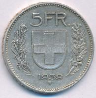 Svájc 1939B 5Fr Ag T:XF Switzerland 1939B 5 Francs Ag C:XF Krause KM#402