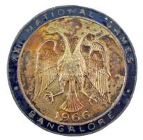 India 1966. "XXII. Nemzeti Játékok - Bangalore 1966" részben zománcozott fém jelvény (28mm) T:XF zománchiba India 1966. "XXII National Games - Bangalore 1966" partially enamelled metal badge (28mm) C:XF enamel error