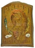 ~1948. "Petőfi - Talpra magyar" Petőfi Sándor arcképével díszített, részben festett fém lemezjelvény T:XF,VF tű hiányzik, festék lekopott
