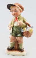 Lippelsdorf Wagner & Apel Bertram Virágcsokros fiú figura. 1935-1951 között, jelzett, kézzel festett, hibátlan, m: 11 cm