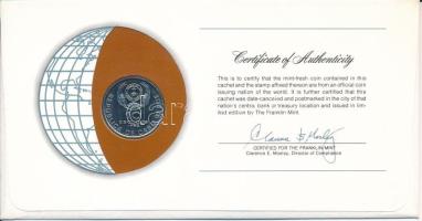 Zöld-foki Köztársaság 1982. 10E "Nemzetek pénzérméi" felbélyegzett borítékban, bélyegzésse...