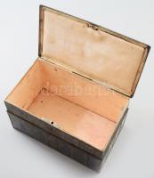Szecessziós ezüstözött alpakka ékszeres doboz. Jelzett, kopott, kulcs nélkül, 20x12x12 cm