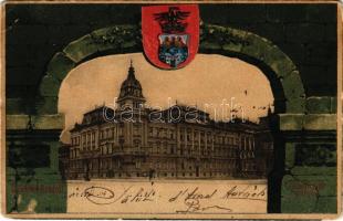 1904 Arad, Csanádi palota. Szecessziós címeres litho keret / palace. Art Nouveau, coat of arms litho (r)