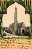 1900 Zittau, Petri- und Paulikirche / church. Gustav Renger Art Nouveau, floral, litho (Rb)
