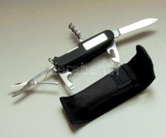 Új sokfunkciós (iránytű, mutatófény, stb) bicska saját védőtokjában