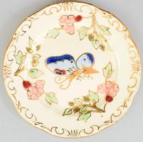 Zsolnay pillangó mintás gyűrűtálka, jelzett, hibátlan, d: 8,5 cm