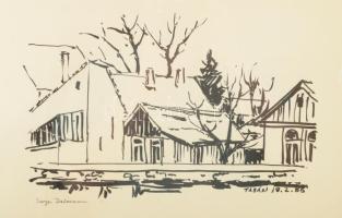 Olvashatatlan jelzéssel: Tabán. Nyomat, papír, üvegezett fakeretben. 26x39 cm