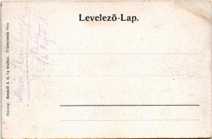 Petrozsény-Lupény, Petrosani-Lupeni; vasút vonal részlete, fahíd. Kendoff A. és fia kiadása / railwa...