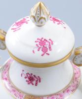 Herendi Apponyi purpur mintás kétfüles fedeles váza. Jelzett,hibátlan, m: 25,5 cm