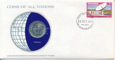 Tanzánia 1980. 1Sh Cu-Ni Nemzetek pénzérméi felbélyegzett borítékban, bélyegzéssel T:UNC  Tanzania 1980. 1 Shilingi Cu-Ni Coins of all Nations in envelope with stamp and cancellation C:UNC