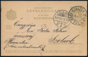 1907 Levelezőlap &quot;BROD-NAGY KANIZSA 61 SZ.&quot; mozgóposta bélyegzéssel Szolnokra