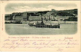 1898 (Vorläufer) Budapest II. Szent Lukács és Császár fürdő, gőzhajó (fl)