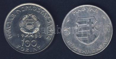 1947. 5Ft Ag "Kossuth" T:3 ph. + 1980. 100Ft "Szovjet-magyar közös űrrepülés" T:...