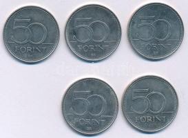 2005-2016. 50Ft Cu-Ni (5xklf) emlékkiadások T:AU,XF