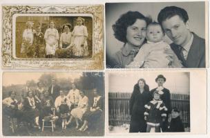 32 db főleg RÉGI fotó képeslap: családi és portré fotók / 32 mostly pre-1945 photo postcards: family...