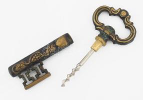 Kulcs alakú bronz dugóhúzó, h: 13 cm