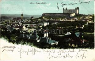 1905 Pozsony, Pressburg, Bratislava; látkép a várral / castle