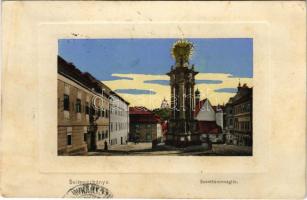 1912 Selmecbánya, Banská Stiavnica; Szentháromság tér és szobor. Joerges 1910. / Trinity statue, square