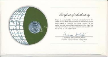 Mauritánia 1973. 1,5O "Nemzetek pénzérméi" felbélyegzett borítékban, bélyegzéssel T:UNC,AU...