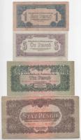 1944. 1P + 5P + 10P + 100P "A Vöröshadsereg Parancsnoksága" T:F,VG közte folt, kis szakadás