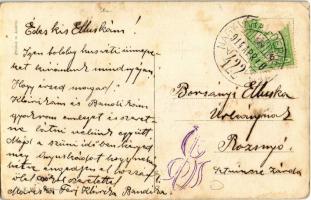 1914 Boldog húsvéti ünnepeket / Easter greeting art postcard, girl with rabbit and bell. B.K.W.I. 46...