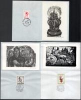 Nagy László Lázár (1935-2019): 7 db halmozott grafika: , bélyeg, alkalmi bélyegzés ex librisekkel. F...