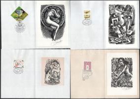 Klf. alkotók: 8 db erotikus halmozott grafika: bélyeg, alkalmi bélyegzés ex librisekkel. Klf. techni...