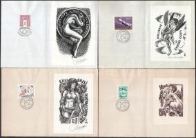 Klf. alkotók.: 9 db erotikus halmozott grafika: bélyeg, alkalmi bélyegzés ex librisekkel. Klf. techn...