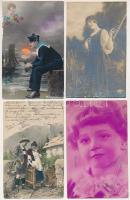 31 db RÉGI zsáner motívum képeslap, fotólap vegyes minőségben: hölgyek, szerelmes párok, gyerekek / 31 pre-1945 motive postcards, photos in mixed quality: ladies, love couples, children