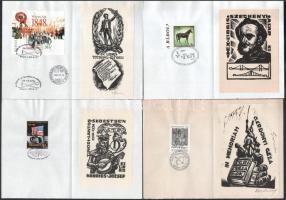 Klf. alkotók (Fery Antal, Kékesi László, Várkonyi Károly stb.): 10 db halmozott grafika: bélyeg, alk...