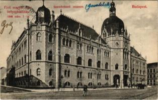 1909 Budapest IX. Iparművészeti múzeum. Első magyar orsz. bélyegkiállítás 1909. márc. 7-14. + So. Stpl. (fl)