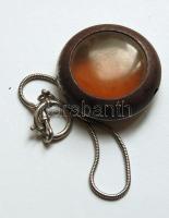 Régi fém zsebóratartó óralánccal, kopottas állapotban