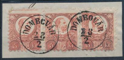 1871 Réznyomat 5kr hármascsík kivágáson, DOMBOVÁR