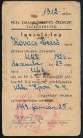 1949 MLSZ zalai megyei arcképes játékos igazolvány