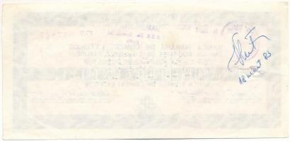 Románia 1983. "Banca Romana de Comert Exterior" utazási csekk 100L értékben, felülbélyegzé...