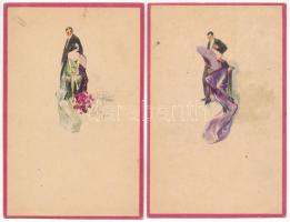 6 db RÉGI motívum képeslap vegyes minőségben: hölgyek / 6 pre-1945 motive postcards in mixed quality...