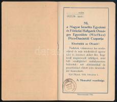 1936 Pécs, a Magyar Izraelita Egyetemi és Főiskolai Hallgatók Országos Egyesülete Pécs-Dunántúli csoportja által kiadott menzabál táncrend